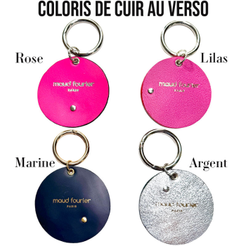 Keyring Paris Mon Amour Upcycled Pink and red leather