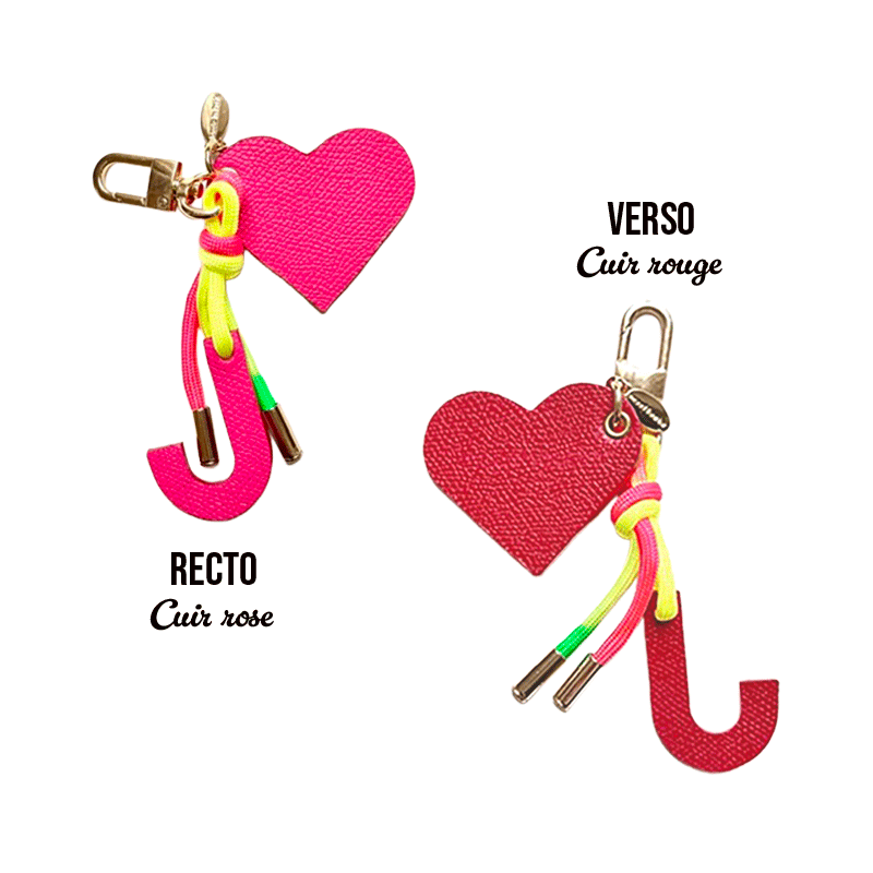 Bijou de sac lettre personnalisée, pièce unique, Made in France cuir bicolore