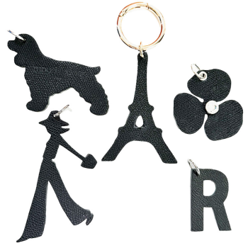 Eiffel Tower - Navy and black upcycled Leather bag charm