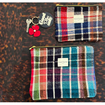 Small Handmade makeup pouch in upcycled fabric