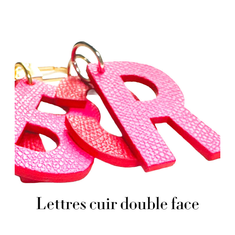 Letter keyring, handmade, unique piece, France