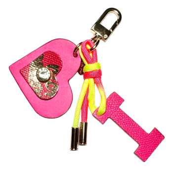 upcycled leather Letter keyring, handmade, unique piece, France