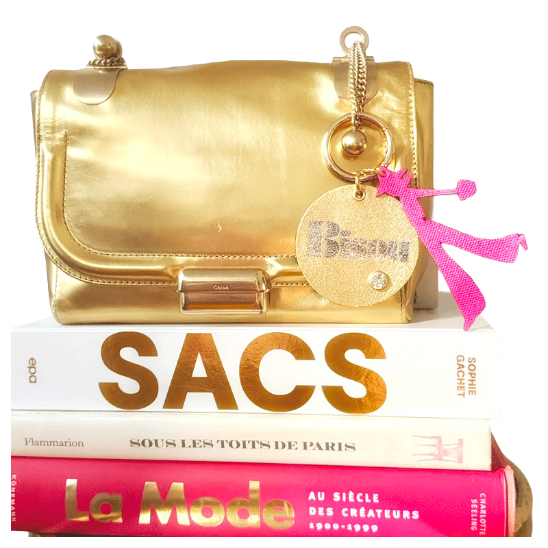 Joséphine – Bijou de sac en cuir upcyclé grainé double face made in france