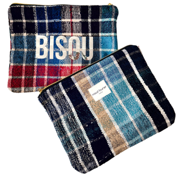 Trousse multicolore Bisou en couverture berbère vintage recyclée