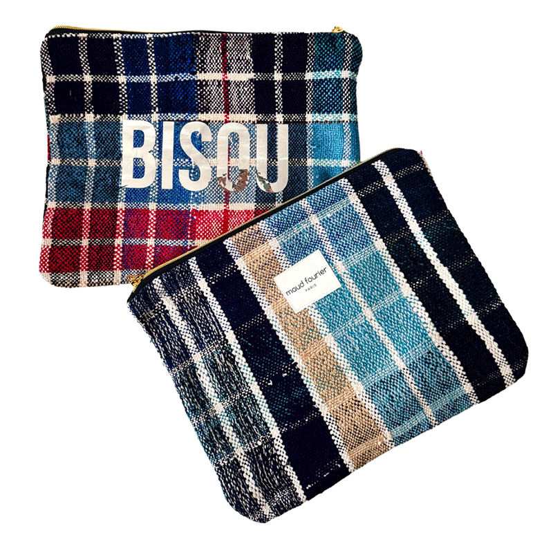 Trousse multicolore Bisou en couverture berbère vintage recyclée