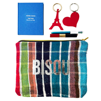 Bisou upcycled make-up pouch by Maud Fourier Paris