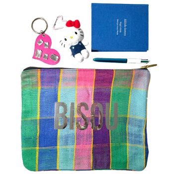 Bisou pink upcycled make-up pouch by Maud Fourier Paris