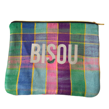 Trousse rose Bisou en couverture berbère vintage recyclée