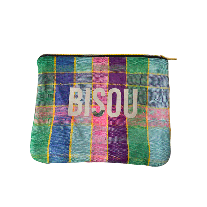 Pink Bisou pouch made from recycled vintage Berber blanket