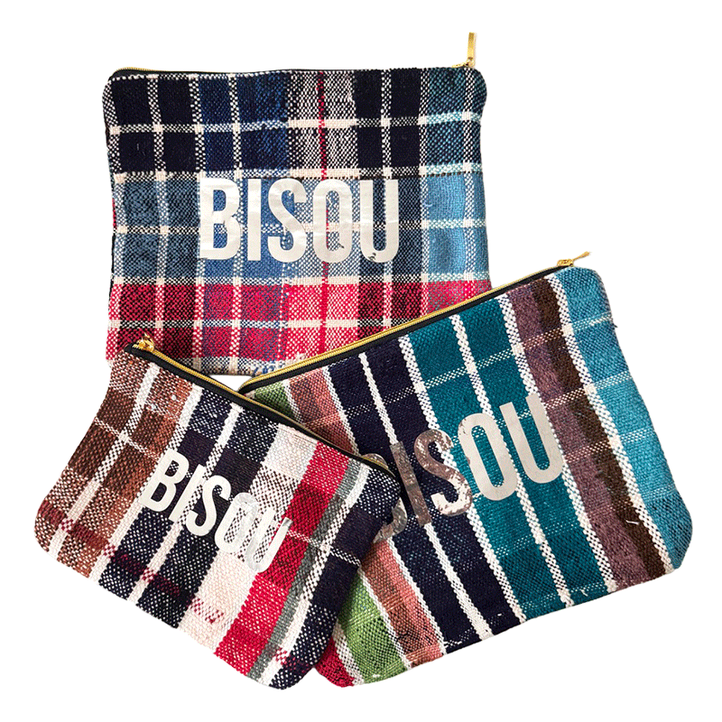 Multicolour Bisou pouch made from vintage Berber blanket