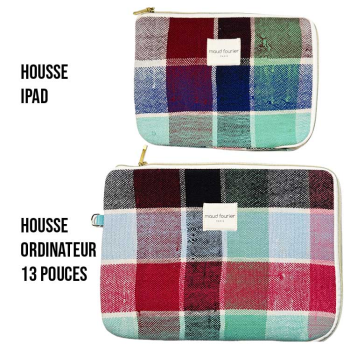 13'' laptop sleeve recycled fabric maud fourier paris made in france