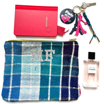 Eiffel Tower - Navy and black upcycled Leather bag charm