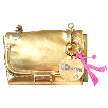 Keyring "Bisou" upcycled gold leather