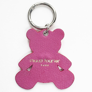 porte clé nounours Strass en cuir upcyclé yeux rivets strass