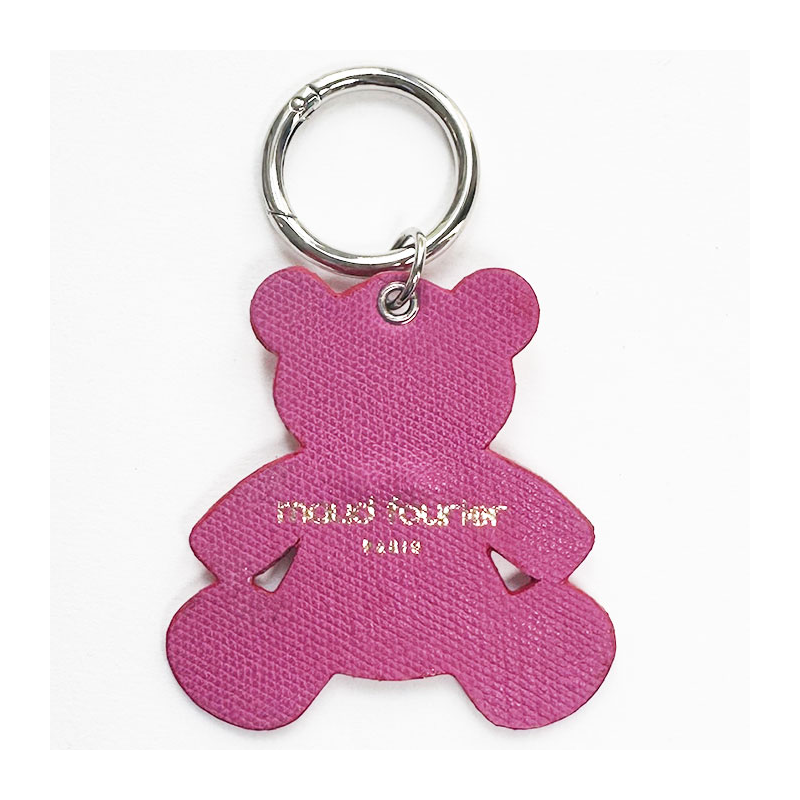 porte clé nounours Strass en cuir upcyclé yeux rivets strass