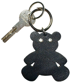 nounours Strass en cuir upcyclé, yeux strass, fait main à Paris