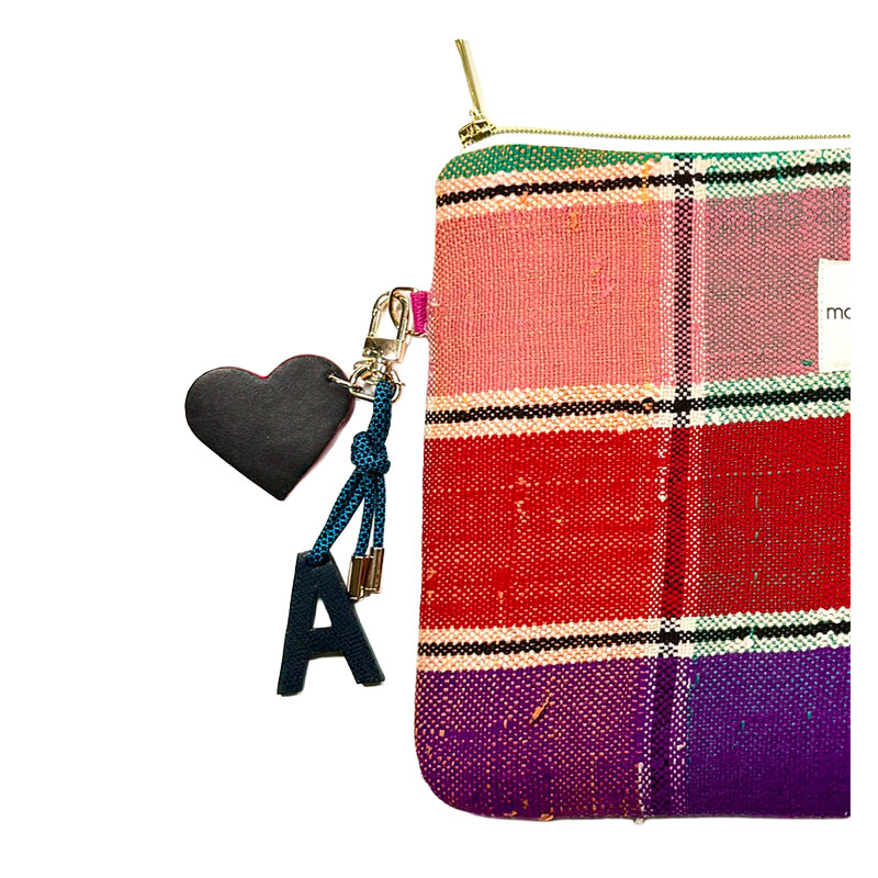 porte clé lettre personnalisée, pièce unique, Made in France cuir upcyclé