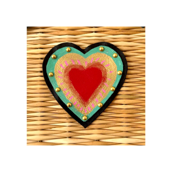 sacred heart leather detail riveted basket