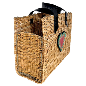 black patent leather handles handcrafted basket