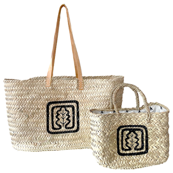 Ines de la Fressange straw Basket Maud Fourier handpainted in black