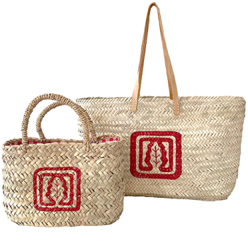 Ines de la Fressange straw Basket Maud Fourier handpainted in red