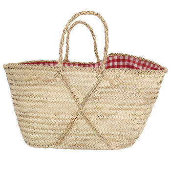 Red lining Vichy straw Basket by Ines de la Fressange Paris