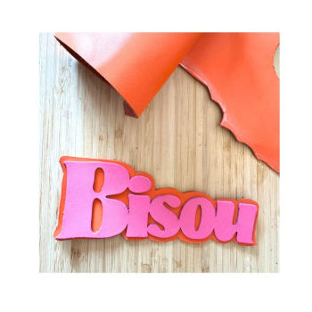 bisou orange and pink leather