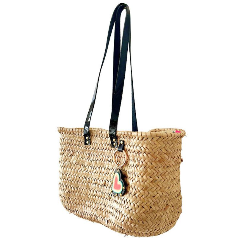 details sacred heart leather charm hand painted basket