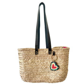 sacred heart leather charm hand painted riveted basket