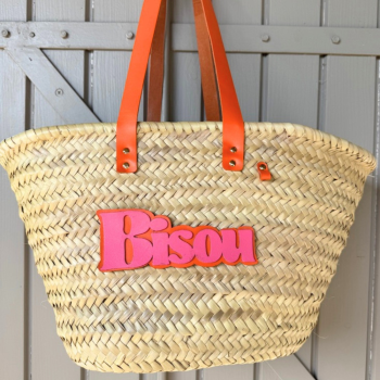 panier bisou cuir orange porté épaule