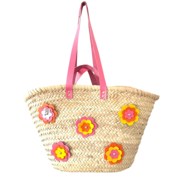 Panier Flower Power cuir découpé