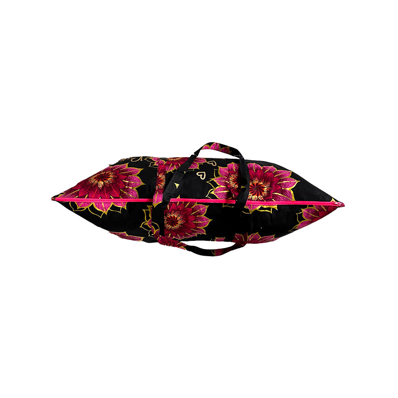 sac tapis yoga coton wax et fermeture zip rose