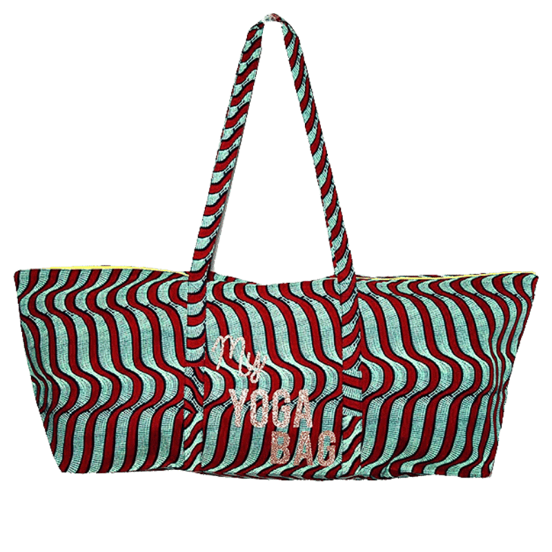 sac tapis de yoga wax rouge porté épaule made in france