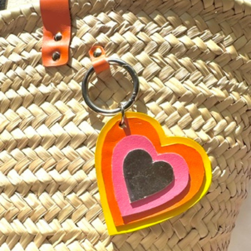 Maud Fourier Paris heart bag charm with metal ring