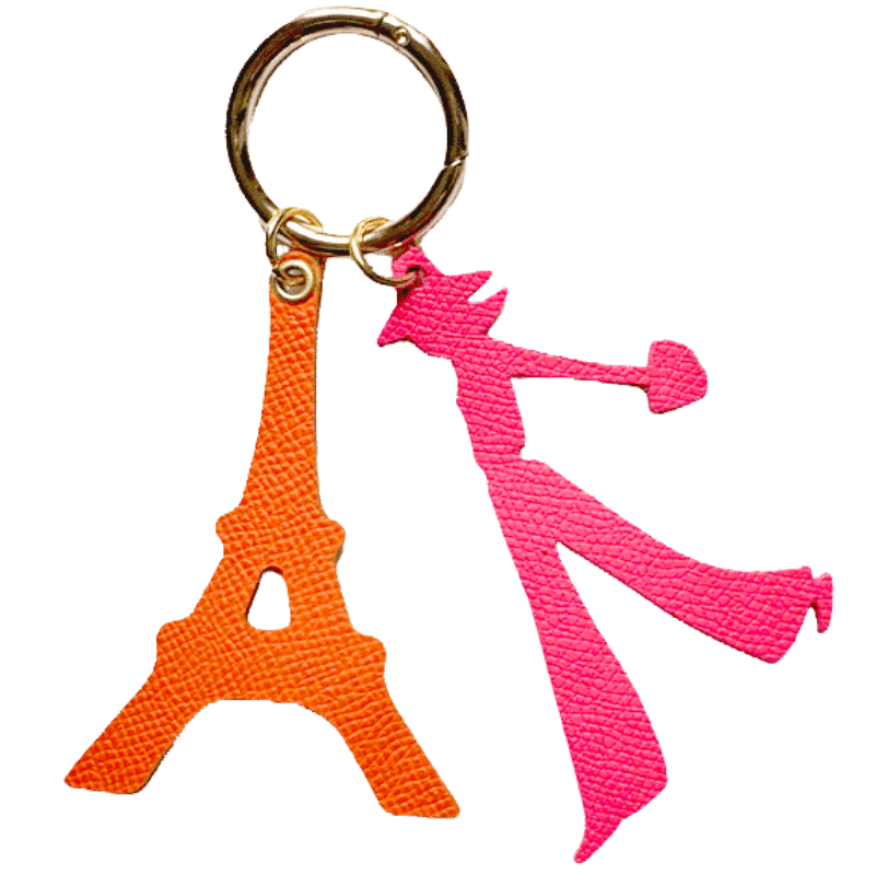 bijou de sac tour eiffel cuir upcyclé grainé orange