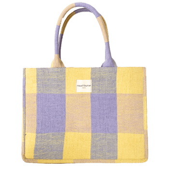 Cabas plaid berbère jaune violet