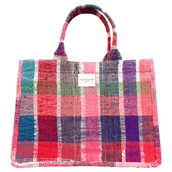 Cabas tissu recyclé rose multicolore