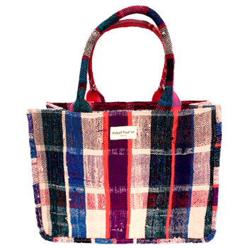 Blue checked Moroccan haik tote bag