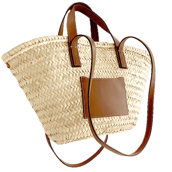 Leopard Straw Basket — Hand-painted leather