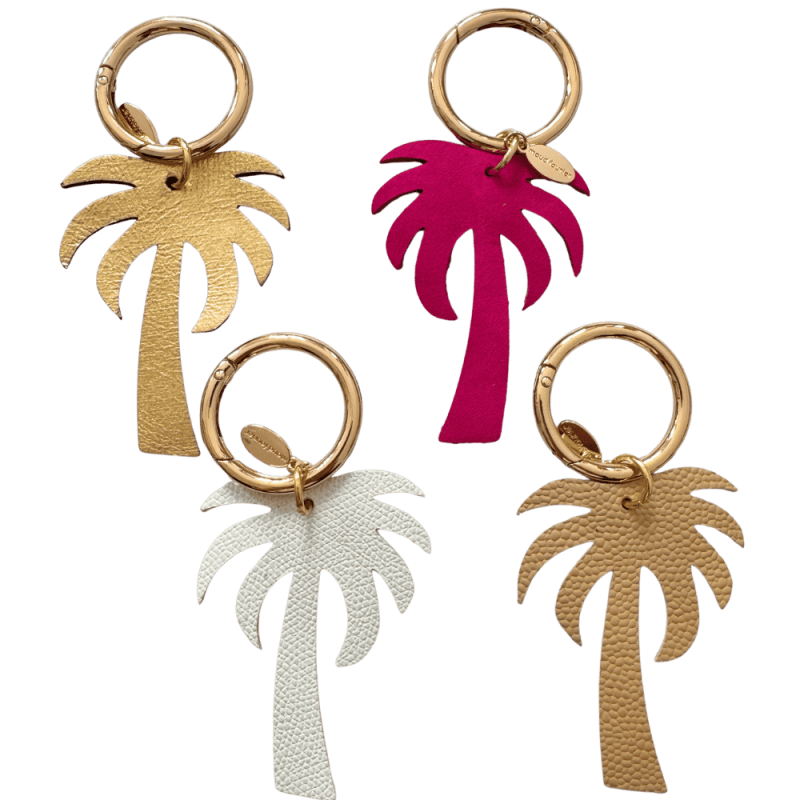 Upcycled leather palm tree keyring