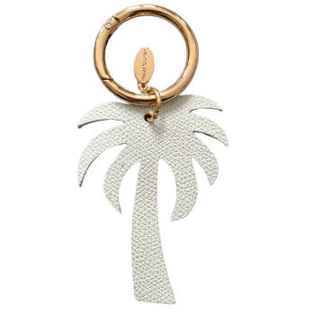 Porte-clé palmier en cuir upcyclé grainé blanc