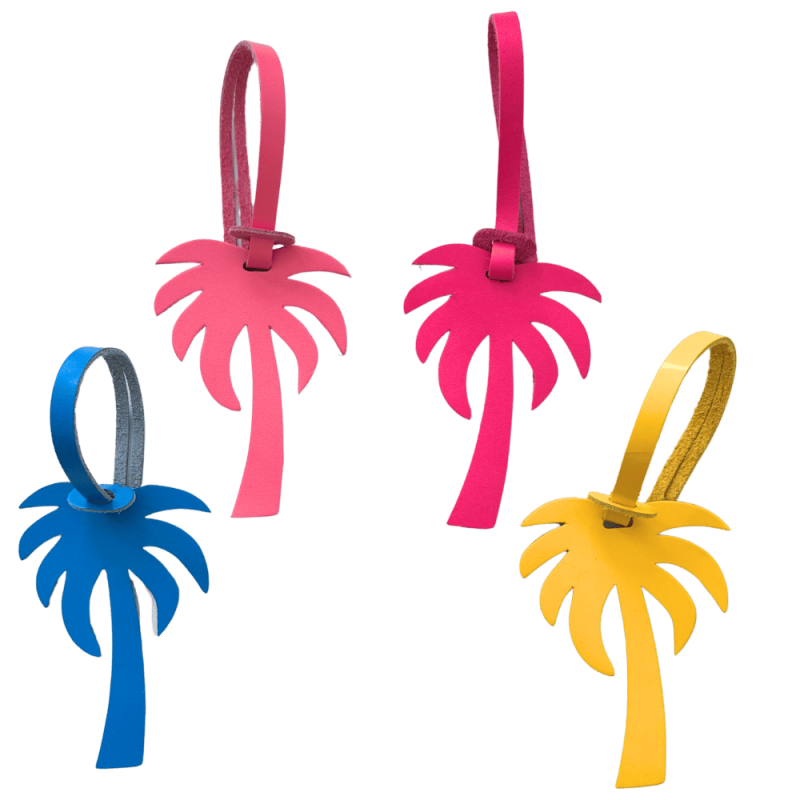 Upcycled leather palm tree bag charm made in paris in five colors