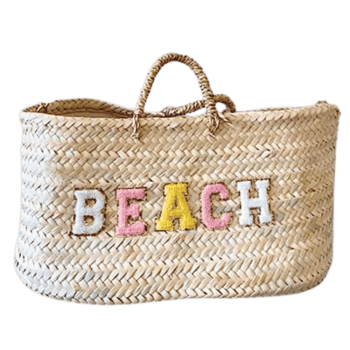 Panier de plage avec lettres bouclette multicolores BEACH