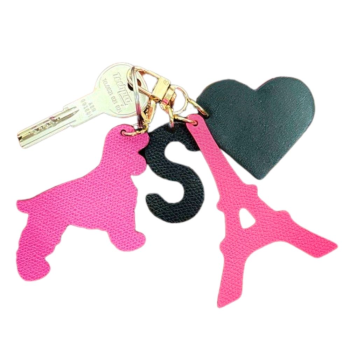 Upcycled pink leather dog bag charm
