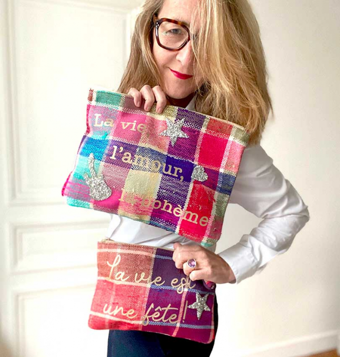 Upcycled personalized pouches by Maud Fourier Paris