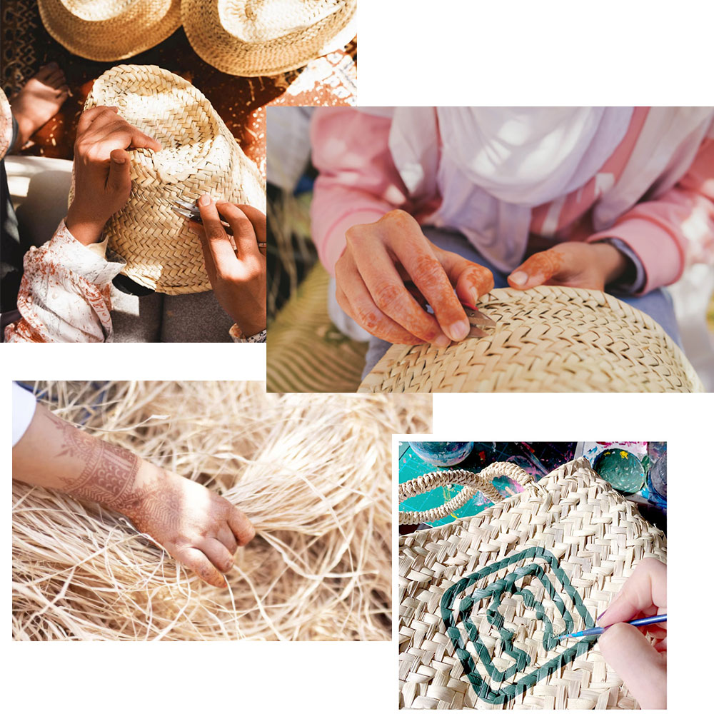 Moroccan craftswoman weaving a basket for Maud Fourier Paris